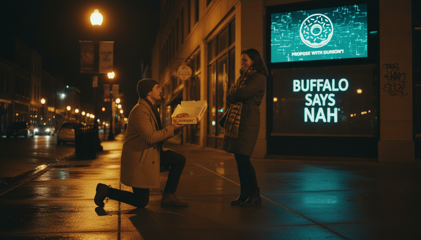 Dunkin' wants you to propose with a donut. Buffalo says nah.