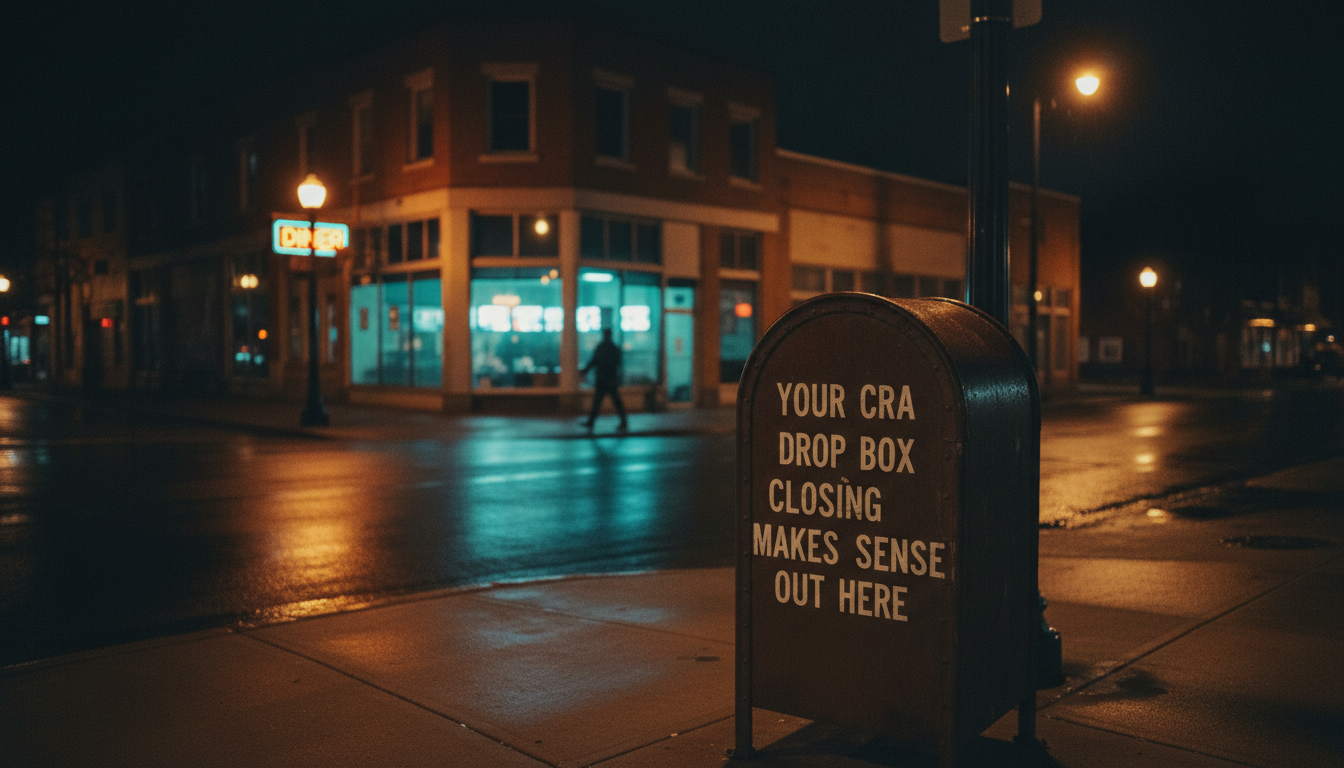 Your CRA drop box closing makes no sense out here.