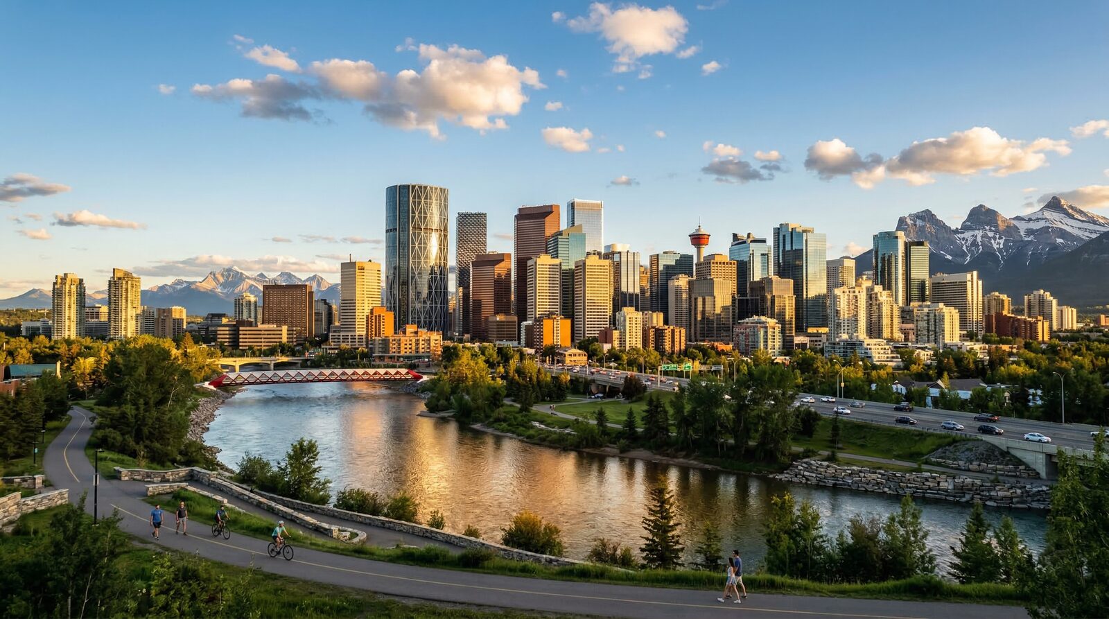 Calgary skyline from the Bow River pathway